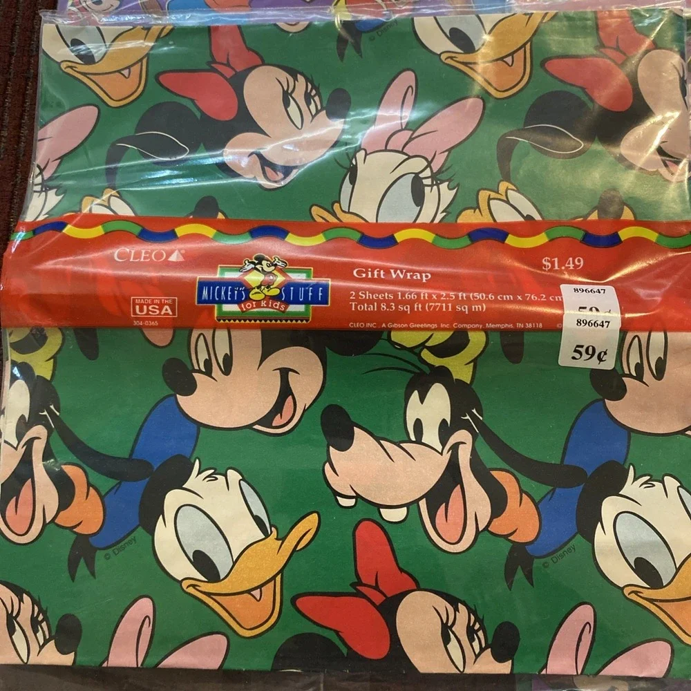 4 PACKAGES VINTAGE 90's CLEO MICKEY'S STUFF FOR KIDS GIFT WRAP SEALED!